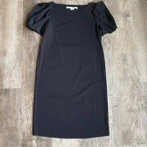 Diane von Furstenberg Lionel Shift Dress Puff Sleeves Black Size 4